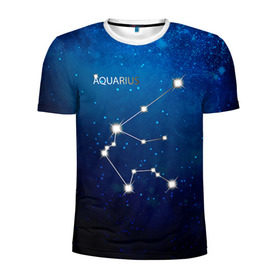 Мужская футболка 3D спортивная с принтом Водолей в Петрозаводске, 100% полиэстер с улучшенными характеристиками | приталенный силуэт, круглая горловина, широкие плечи, сужается к линии бедра | водолей | звезда | звезды | знак зодиака | космос | созвездие