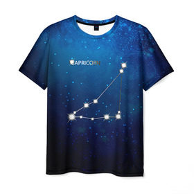 Мужская футболка 3D с принтом Козерог в Петрозаводске, 100% полиэфир | прямой крой, круглый вырез горловины, длина до линии бедер | звезда | звезды | знак зодиака | козерог | космос | созвездие