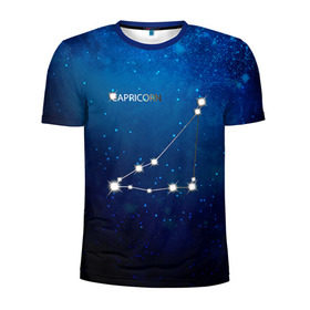 Мужская футболка 3D спортивная с принтом Козерог в Петрозаводске, 100% полиэстер с улучшенными характеристиками | приталенный силуэт, круглая горловина, широкие плечи, сужается к линии бедра | звезда | звезды | знак зодиака | козерог | космос | созвездие