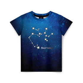 Детская футболка 3D с принтом Стрелец в Петрозаводске, 100% гипоаллергенный полиэфир | прямой крой, круглый вырез горловины, длина до линии бедер, чуть спущенное плечо, ткань немного тянется | звезда | звезды | знак зодиака | космос | созвездие | стрелец