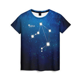 Женская футболка 3D с принтом Весы в Петрозаводске, 100% полиэфир ( синтетическое хлопкоподобное полотно) | прямой крой, круглый вырез горловины, длина до линии бедер | весы | звезда | звезды | знак зодиака | космос | созвездие