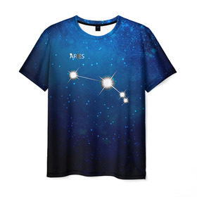Мужская футболка 3D с принтом Овен в Петрозаводске, 100% полиэфир | прямой крой, круглый вырез горловины, длина до линии бедер | звезда | звезды | знак зодиака | космос | овен | созвездие