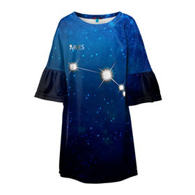 Детское платье 3D с принтом Овен в Петрозаводске, 100% полиэстер | прямой силуэт, чуть расширенный к низу. Круглая горловина, на рукавах — воланы | звезда | звезды | знак зодиака | космос | овен | созвездие