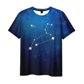 Мужская футболка 3D с принтом Лев в Петрозаводске, 100% полиэфир | прямой крой, круглый вырез горловины, длина до линии бедер | звезда | звезды | знак зодиака | космос | лев | созвездие