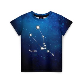 Детская футболка 3D с принтом Телец в Петрозаводске, 100% гипоаллергенный полиэфир | прямой крой, круглый вырез горловины, длина до линии бедер, чуть спущенное плечо, ткань немного тянется | звезда | звезды | знак зодиака | космос | созвездие | телец