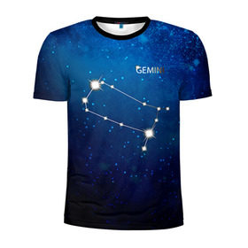 Мужская футболка 3D спортивная с принтом Близнецы в Петрозаводске, 100% полиэстер с улучшенными характеристиками | приталенный силуэт, круглая горловина, широкие плечи, сужается к линии бедра | близнецы | звезда | звезды | знак зодиака | космос | созвездие