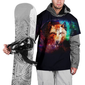 Накидка на куртку 3D с принтом Космический волк в Петрозаводске, 100% полиэстер |  | Тематика изображения на принте: звезды | космический волк | креатив | хищник