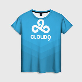 Женская футболка 3D с принтом Cloud 9 в Петрозаводске, 100% полиэфир ( синтетическое хлопкоподобное полотно) | прямой крой, круглый вырез горловины, длина до линии бедер | 9 | c9 | cloud | csgo | team | клауда | ксго | найн