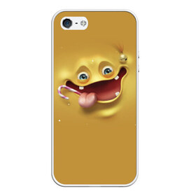 Чехол силиконовый для Телефон Apple iPhone 5/5S с принтом Пластилиновый смайл в Петрозаводске, Силикон | Область печати: задняя сторона чехла, без боковых панелей | мульт | рожица | смайл | улыбка