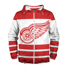 Мужская ветровка 3D с принтом Detroit Red Wings в Петрозаводске, 100% полиэстер | подол и капюшон оформлены резинкой с фиксаторами, два кармана без застежек по бокам, один потайной карман на груди | detroit red wings | hockey | nhl | нхл | спорт | хоккей