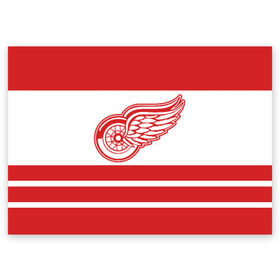 Поздравительная открытка с принтом Detroit Red Wings в Петрозаводске, 100% бумага | плотность бумаги 280 г/м2, матовая, на обратной стороне линовка и место для марки
 | Тематика изображения на принте: detroit red wings | hockey | nhl | нхл | спорт | хоккей