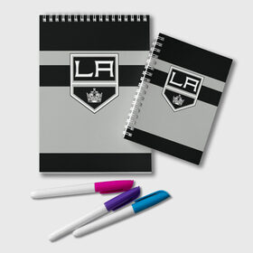 Блокнот с принтом Los Angeles Kings в Петрозаводске, 100% бумага | 48 листов, плотность листов — 60 г/м2, плотность картонной обложки — 250 г/м2. Листы скреплены удобной пружинной спиралью. Цвет линий — светло-серый
 | Тематика изображения на принте: hockey | los angeles kings | nhl | нхл | спорт | хоккей
