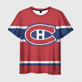 Мужская футболка 3D с принтом Montreal Canadiens в Петрозаводске, 100% полиэфир | прямой крой, круглый вырез горловины, длина до линии бедер | Тематика изображения на принте: hockey | montreal canadien | nhl | нхл | спорт | хоккей