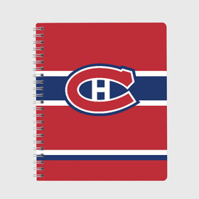 Тетрадь с принтом Montreal Canadiens в Петрозаводске, 100% бумага | 48 листов, плотность листов — 60 г/м2, плотность картонной обложки — 250 г/м2. Листы скреплены сбоку удобной пружинной спиралью. Уголки страниц и обложки скругленные. Цвет линий — светло-серый
 | Тематика изображения на принте: hockey | montreal canadien | nhl | нхл | спорт | хоккей