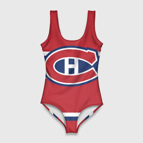 Купальник-боди 3D с принтом Montreal Canadiens в Петрозаводске, 82% полиэстер, 18% эластан | Круглая горловина, круглый вырез на спине | hockey | montreal canadien | nhl | нхл | спорт | хоккей
