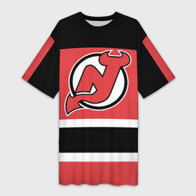 Платье-футболка 3D с принтом New Jersey Devils в Петрозаводске,  |  | hockey | new jersey devils | nhl | нхл | спорт | хоккей
