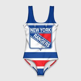 Купальник-боди 3D с принтом New York Rangers в Петрозаводске, 82% полиэстер, 18% эластан | Круглая горловина, круглый вырез на спине | hockey | new york rangers | nhl | нхл | спорт | хоккей