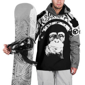 Накидка на куртку 3D с принтом Шимпанзе в наушниках в Петрозаводске, 100% полиэстер |  | Тематика изображения на принте: джаз | музыка | обезьяна | рок | шимпанзе в наущниках