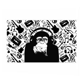 Бумага для упаковки 3D с принтом Шимпанзе в наушниках в Петрозаводске, пластик и полированная сталь | круглая форма, металлическое крепление в виде кольца | джаз | музыка | обезьяна | рок | шимпанзе в наущниках