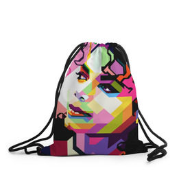 Рюкзак-мешок 3D с принтом Майкл Джексон в Петрозаводске, 100% полиэстер | плотность ткани — 200 г/м2, размер — 35 х 45 см; лямки — толстые шнурки, застежка на шнуровке, без карманов и подкладки | michael jackson | майкл джексон | поп арт | портрет