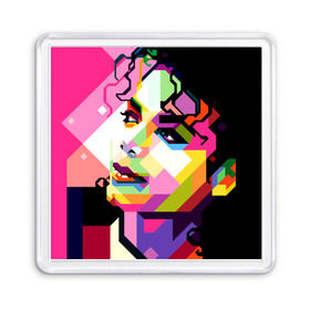 Магнит 55*55 с принтом Майкл Джексон в Петрозаводске, Пластик | Размер: 65*65 мм; Размер печати: 55*55 мм | michael jackson | майкл джексон | поп арт | портрет