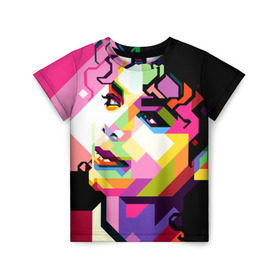 Детская футболка 3D с принтом Майкл Джексон в Петрозаводске, 100% гипоаллергенный полиэфир | прямой крой, круглый вырез горловины, длина до линии бедер, чуть спущенное плечо, ткань немного тянется | michael jackson | майкл джексон | поп арт | портрет