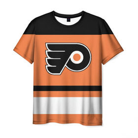 Мужская футболка 3D с принтом Philadelphia Flyers в Петрозаводске, 100% полиэфир | прямой крой, круглый вырез горловины, длина до линии бедер | hockey | nhl | philadelphia flyers | нхл | хоккей