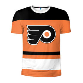Мужская футболка 3D спортивная с принтом Philadelphia Flyers в Петрозаводске, 100% полиэстер с улучшенными характеристиками | приталенный силуэт, круглая горловина, широкие плечи, сужается к линии бедра | hockey | nhl | philadelphia flyers | нхл | хоккей
