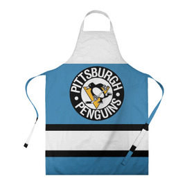 Фартук 3D с принтом Pittsburgh Penguins blue в Петрозаводске, 100% полиэстер | общий размер — 65 х 85 см, ширина нагрудника — 26 см, горловина — 53 см, длина завязок — 54 см, общий обхват в поясе — 173 см. Принт на завязках и на горловине наносится с двух сторон, на основной части фартука — только с внешней стороны | hockey | nhl | pittsburgh penguins | нхл | хоккей