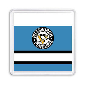 Магнит 55*55 с принтом Pittsburgh Penguins blue в Петрозаводске, Пластик | Размер: 65*65 мм; Размер печати: 55*55 мм | hockey | nhl | pittsburgh penguins | нхл | хоккей