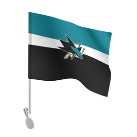 Флаг для автомобиля с принтом San Jose Sharks в Петрозаводске, 100% полиэстер | Размер: 30*21 см | hockey | nhl | san jose sharks | нхл | спорт | хоккей