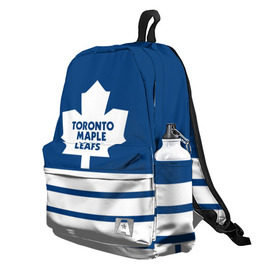 Рюкзак 3D с принтом Toronto Maple Leafs в Петрозаводске, 100% полиэстер | лямки с регулируемой длиной, сверху петелька, чтобы рюкзак можно было повесить на вешалку. Основное отделение закрывается на молнию, как и внешний карман. Внутри два дополнительных кармана, один из которых закрывается на молнию. По бокам два дополнительных кармашка | hockey | nhl | toronto maple leafs | нхл | хоккей