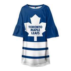 Детское платье 3D с принтом Toronto Maple Leafs в Петрозаводске, 100% полиэстер | прямой силуэт, чуть расширенный к низу. Круглая горловина, на рукавах — воланы | Тематика изображения на принте: hockey | nhl | toronto maple leafs | нхл | хоккей