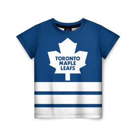 Детская футболка 3D с принтом Toronto Maple Leafs в Петрозаводске, 100% гипоаллергенный полиэфир | прямой крой, круглый вырез горловины, длина до линии бедер, чуть спущенное плечо, ткань немного тянется | Тематика изображения на принте: hockey | nhl | toronto maple leafs | нхл | хоккей