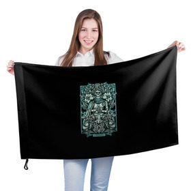 Флаг 3D с принтом Дева в Петрозаводске, 100% полиэстер | плотность ткани — 95 г/м2, размер — 67 х 109 см. Принт наносится с одной стороны | Тематика изображения на принте: virgo. дева | арт | гороскоп | знаки зодиака | череп