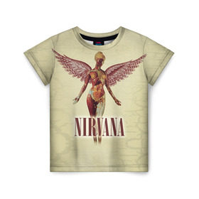 Детская футболка 3D с принтом Nirvana в Петрозаводске, 100% гипоаллергенный полиэфир | прямой крой, круглый вырез горловины, длина до линии бедер, чуть спущенное плечо, ткань немного тянется | cobain | curt | nirvana | rock | группа | кобейн | курт | нирвана | рок