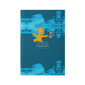 Обложка для паспорта матовая кожа с принтом Nirvana & Simpson в Петрозаводске, натуральная матовая кожа | размер 19,3 х 13,7 см; прозрачные пластиковые крепления | cobain | curt | nirvana | rock | группа | кобейн | курт | нирвана | рок