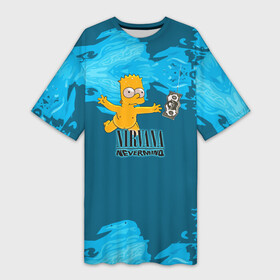 Платье-футболка 3D с принтом Nirvana  Simpson в Петрозаводске,  |  | Тематика изображения на принте: cobain | curt | nirvana | rock | группа | кобейн | курт | нирвана | рок