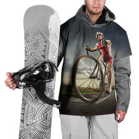 Накидка на куртку 3D с принтом Велогонщик в Петрозаводске, 100% полиэстер |  | extreme | вело | велосипед | шоссейный велосипед | экстрим