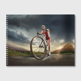 Альбом для рисования с принтом Велогонщик в Петрозаводске, 100% бумага
 | матовая бумага, плотность 200 мг. | extreme | вело | велосипед | шоссейный велосипед | экстрим