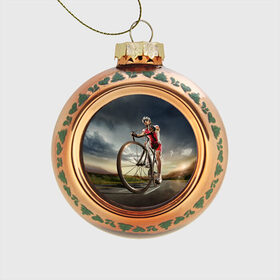 Стеклянный ёлочный шар с принтом Велогонщик в Петрозаводске, Стекло | Диаметр: 80 мм | extreme | вело | велосипед | шоссейный велосипед | экстрим