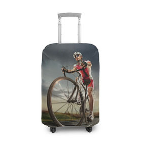 Чехол для чемодана 3D с принтом Велогонщик в Петрозаводске, 86% полиэфир, 14% спандекс | двустороннее нанесение принта, прорези для ручек и колес | extreme | вело | велосипед | шоссейный велосипед | экстрим