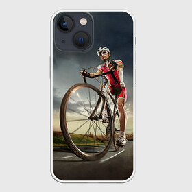 Чехол для iPhone 13 mini с принтом Велогонщик в Петрозаводске,  |  | Тематика изображения на принте: extreme | вело | велосипед | шоссейный велосипед | экстрим