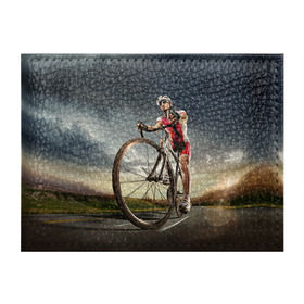 Обложка для студенческого билета с принтом Велогонщик в Петрозаводске, натуральная кожа | Размер: 11*8 см; Печать на всей внешней стороне | extreme | вело | велосипед | шоссейный велосипед | экстрим
