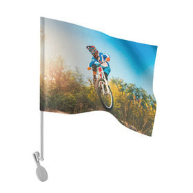 Флаг для автомобиля с принтом МТБ в Петрозаводске, 100% полиэстер | Размер: 30*21 см | extreme | вело | велосипед | маунтинбайк | мтб | экстрим