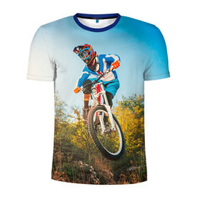 Мужская футболка 3D спортивная с принтом МТБ в Петрозаводске, 100% полиэстер с улучшенными характеристиками | приталенный силуэт, круглая горловина, широкие плечи, сужается к линии бедра | extreme | вело | велосипед | маунтинбайк | мтб | экстрим