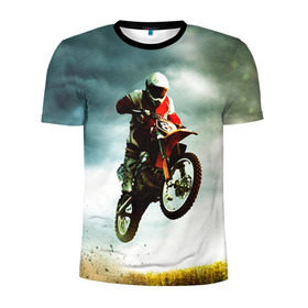 Мужская футболка 3D спортивная с принтом Эндуро в Петрозаводске, 100% полиэстер с улучшенными характеристиками | приталенный силуэт, круглая горловина, широкие плечи, сужается к линии бедра | extreme | мото | мотокросс | мотоцикл | экстрим