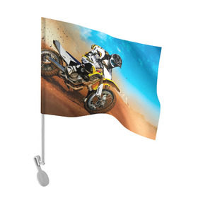 Флаг для автомобиля с принтом Эндуро в Петрозаводске, 100% полиэстер | Размер: 30*21 см | extreme | мото | мотокросс | мотоцикл | спорт | экстрим