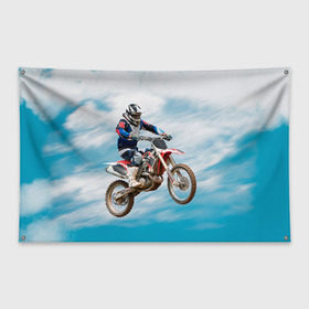 Флаг-баннер с принтом Эндуро в Петрозаводске, 100% полиэстер | размер 67 х 109 см, плотность ткани — 95 г/м2; по краям флага есть четыре люверса для крепления | extreme | мото | мотокросс | мотоцикл | экстрим