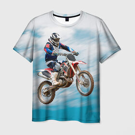 Мужская футболка 3D с принтом Эндуро в Петрозаводске, 100% полиэфир | прямой крой, круглый вырез горловины, длина до линии бедер | extreme | мото | мотокросс | мотоцикл | экстрим